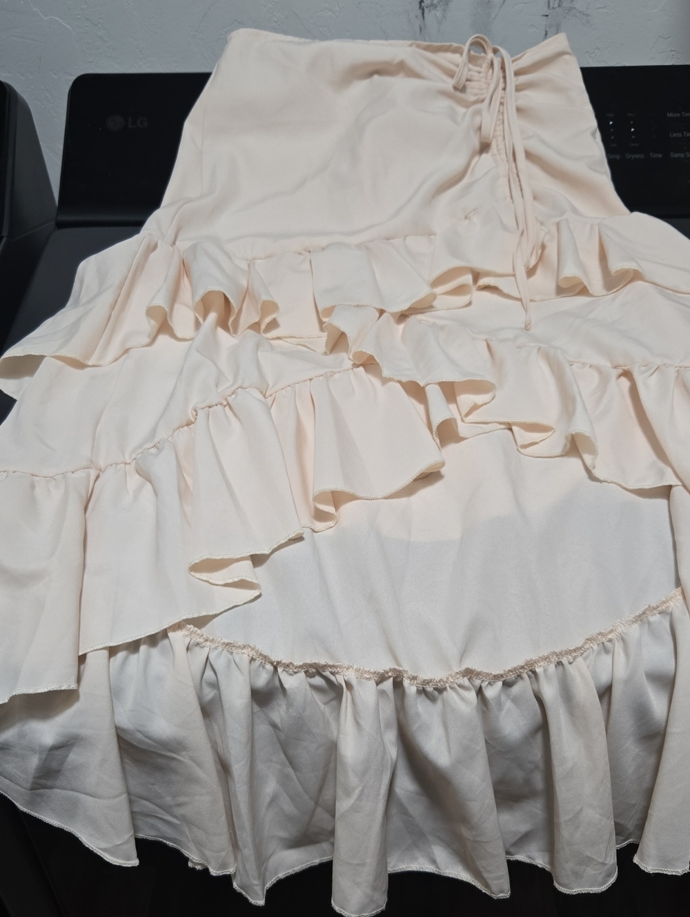 SHEIN Light Cream Ruffle Tiered High-Low Dress
